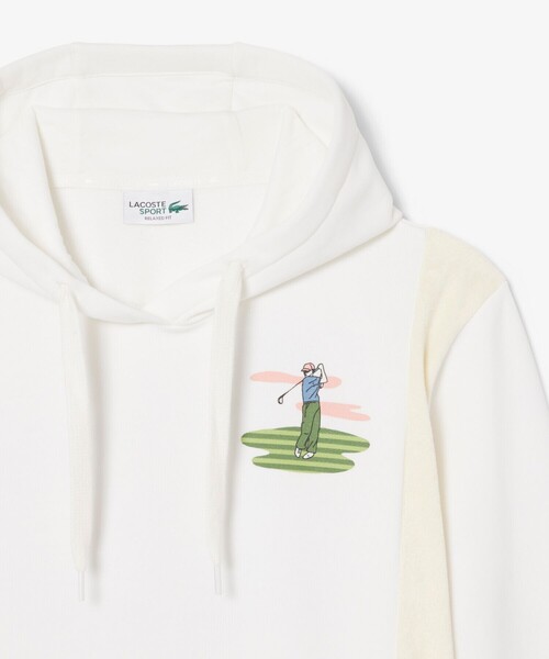 LACOSTE(ラコステ)の「フリース切り替えゴルフプリントパーカー(パーカー・メンズ・ホワイト・5/3/4)」の6枚目の写真