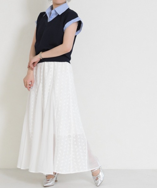 MISCH MASCH(ミッシュマッシュ)の「2026春夏新作 一部店舗限定 シャツレイヤード風ニットベスト(ニット/セーター・レディース・ネイビー/ホワイト・フリ-)」の17枚目の写真