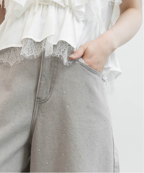 RANDA（ランダ）の「ホットフィックスストーンカーブデニムパンツ（その他パンツ・レディース・ブルー/グレー・1/0）」の15枚目の写真