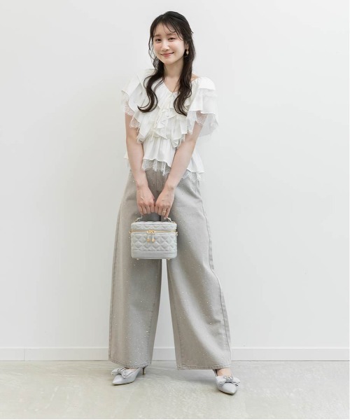 RANDA（ランダ）の「ホットフィックスストーンカーブデニムパンツ（その他パンツ・レディース・ブルー/グレー・1/0）」の20枚目の写真