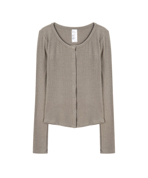 41PRAY(サイルプレイ)の「Long-Sleeve Button Cardigan / Mocha(カーディガン/ボレロ・レディース・モカ・OS)」の6枚目の写真
