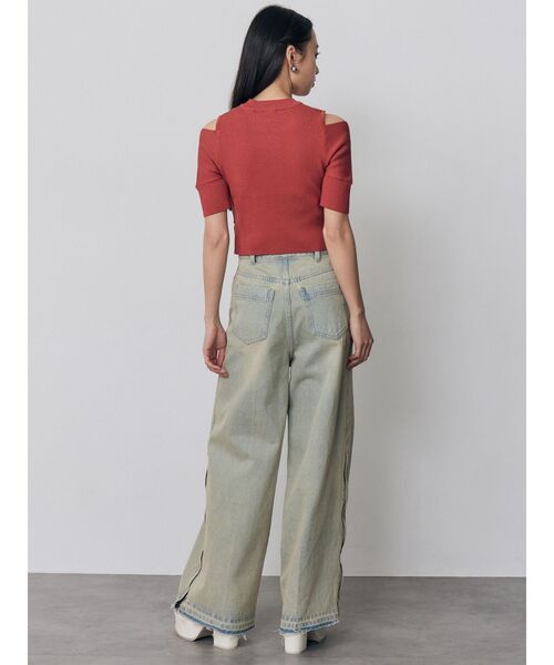 MURUA（ムルーア）の「【セットアップ対応】サイドZIPスリットワイドデニム（デニムパンツ・レディース・ブラック/ブルー・2/1）」の8枚目の写真