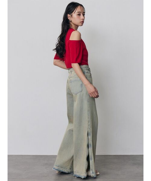 MURUA（ムルーア）の「【セットアップ対応】サイドZIPスリットワイドデニム（デニムパンツ・レディース・ブラック/ブルー・2/1）」の15枚目の写真