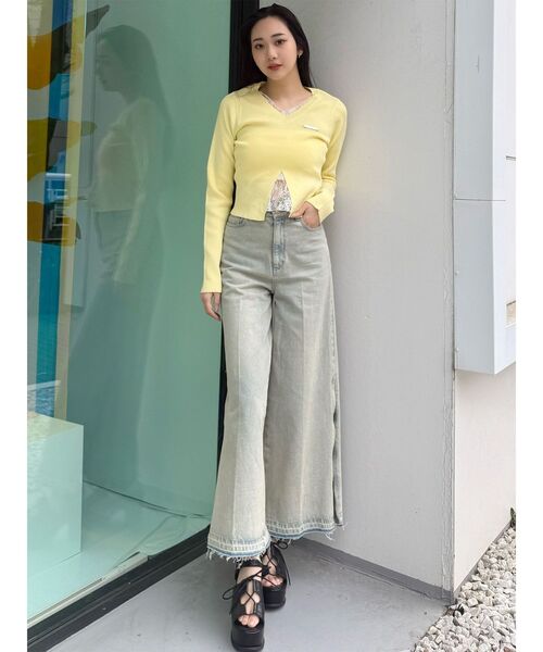 MURUA（ムルーア）の「【セットアップ対応】サイドZIPスリットワイドデニム（デニムパンツ・レディース・ブラック/ブルー・2/1）」の20枚目の写真