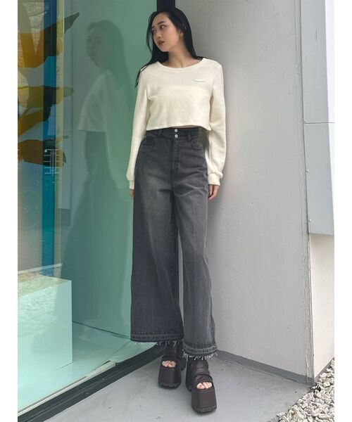 MURUA(ムルーア)の「【セットアップ対応】サイドZIPスリットワイドデニム 夏服(デニムパンツ・レディース・ブラック/ブルー・2/1)」の21枚目の写真