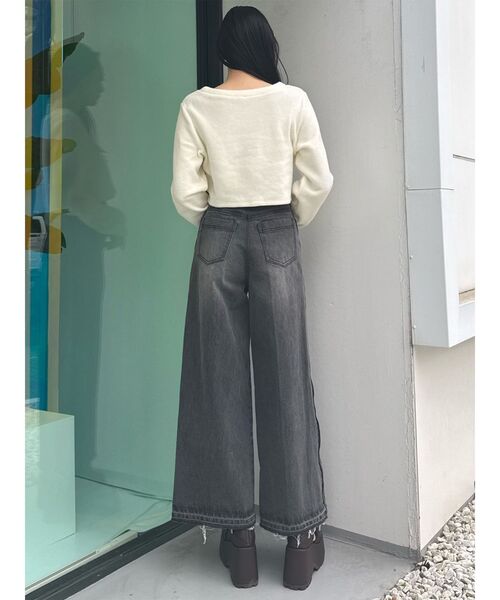MURUA(ムルーア)の「【セットアップ対応】サイドZIPスリットワイドデニム 夏服(デニムパンツ・レディース・ブラック/ブルー・2/1)」の11枚目の写真