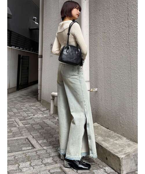 MURUA(ムルーア)の「【セットアップ対応】サイドZIPスリットワイドデニム 夏服(デニムパンツ・レディース・ブラック/ブルー・2/1)」の13枚目の写真