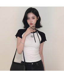 フリルコットンモーダル半袖Tシャツ [2色]