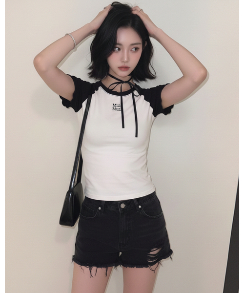 muahmuah（ムーアムーア）の「フリルコットンモーダル半袖Tシャツ [2色]（Tシャツ/カットソー・レディース・ブラウン/ブラック・FREE）」の22枚目の写真