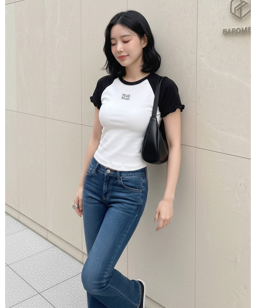 muahmuah（ムーアムーア）の「フリルコットンモーダル半袖Tシャツ [2色]（Tシャツ/カットソー・レディース・ブラウン/ブラック・FREE）」の19枚目の写真