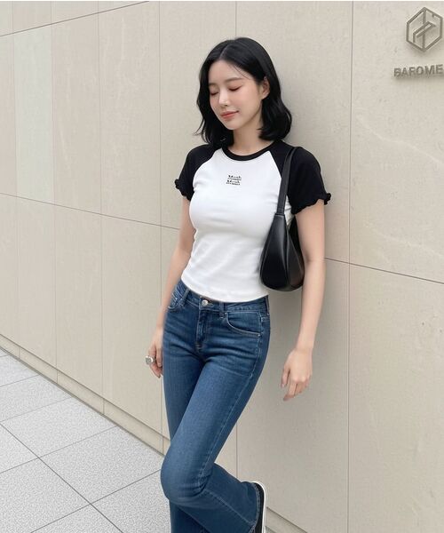 muahmuah（ムーアムーア）の「フリルコットンモーダル半袖Tシャツ [2色]（Tシャツ/カットソー・レディース・ブラウン/ブラック・FREE）」の5枚目の写真