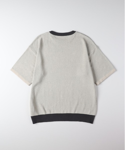 Right-on（ライトオン）の「【Refurbish】グラフィックロゴ ジャガードニットTシャツ (サマーニット / アメカジ / ドロップショルダー)（ニット/セーター・メンズ・ネイビー/イエロー/キナリ/ブラック/ブラウン・M/L/XL/S）」の16枚目の写真