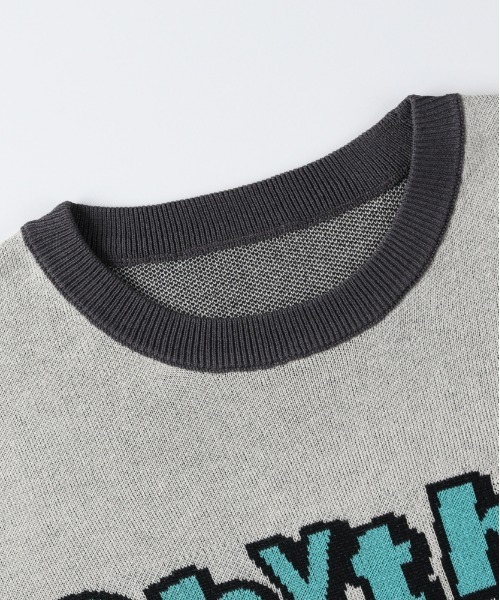 Right-on（ライトオン）の「【Refurbish】グラフィックロゴ ジャガードニットTシャツ (サマーニット / アメカジ / ドロップショルダー)（ニット/セーター・メンズ・ネイビー/イエロー/キナリ/ブラック/ブラウン・M/L/XL/S）」の18枚目の写真