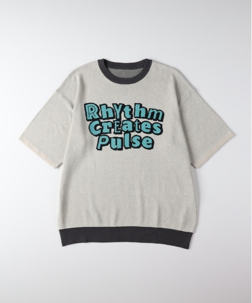 Right-on（ライトオン）の「【Refurbish】グラフィックロゴ ジャガードニットTシャツ (サマーニット / アメカジ / ドロップショルダー)（ニット/セーター・メンズ・ネイビー/イエロー/キナリ/ブラック/ブラウン・M/L/XL/S）」の13枚目の写真