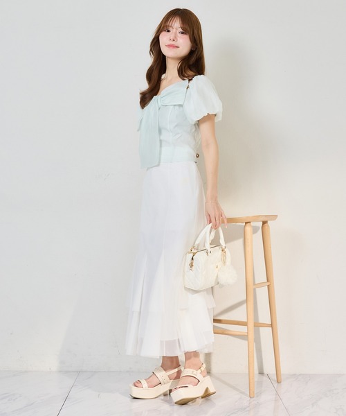 one after another NICE CLAUP(ワンアフターアナザーナイスクラップ)の「ビックリボンブラス(シャツ/ブラウス・レディース・ピンク/チャコールグレー/アイボリー/ミント・FREE)」の21枚目の写真