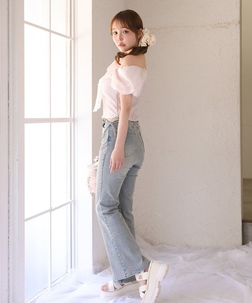 one after another NICE CLAUP(ワンアフターアナザーナイスクラップ)の「ビックリボンブラス(シャツ/ブラウス・レディース・ピンク/チャコールグレー/アイボリー/ミント・FREE)」の7枚目の写真