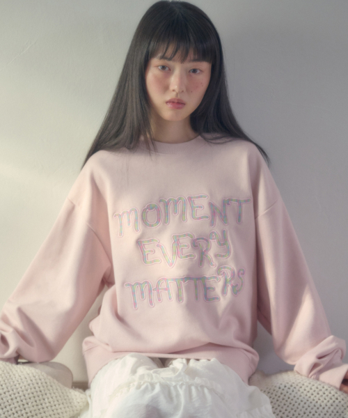 ambler(エムブラー)の「Moment アプリケ刺繍スウェットTシャツ AMM1401 (ピンク)(スウェット・レディース・その他・SMALL/MEDIUM/LARGE)」の1枚目の写真