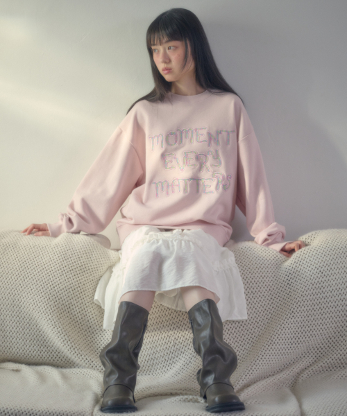ambler(エムブラー)の「Moment アプリケ刺繍スウェットTシャツ AMM1401 (ピンク)(スウェット・レディース・その他・SMALL/MEDIUM/LARGE)」の2枚目の写真