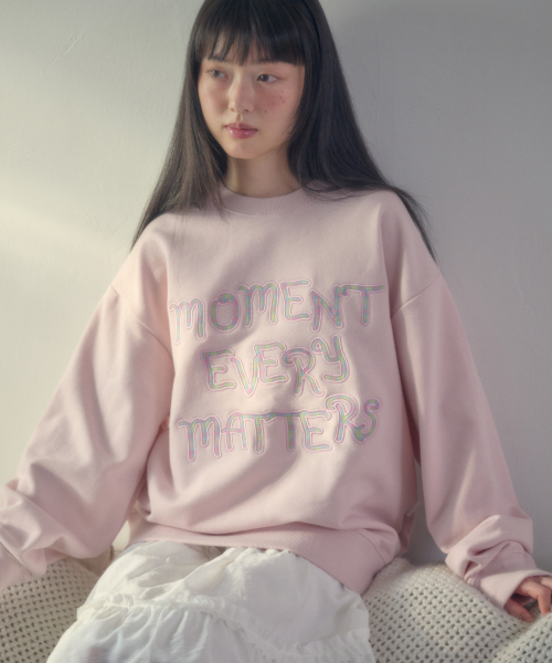 ambler(エムブラー)の「Moment アプリケ刺繍スウェットTシャツ AMM1401 (ピンク)(スウェット・レディース・その他・SMALL/MEDIUM/LARGE)」の4枚目の写真