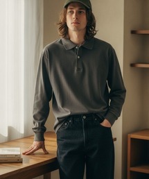 【Los Angeles Apparel/ロサンゼルス・アパレル】Long Sleeve Polo T-Shirt/長袖 ポロシャツ 無地 / 6.5oz コットンジャージ / 製品染め ガーメントダイ / アメリカ製/ ユニセックス(18417GD)