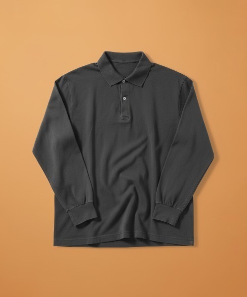 LOS ANGELES APPAREL（ロサンゼルスアパレル）の「【Los Angeles Apparel/ロサンゼルス・アパレル】Long Sleeve Polo T-Shirt/長袖 ポロシャツ 無地 / 6.5oz コットンジャージ / 製品染め ガーメントダイ / アメリカ製/ ユニセックス（18417GD）（ポロシャツ・メンズ・ブラック/ブラック系その他/チョコ/オフホワイト・MEDIUM/LARGE/X-LARGE）」の3枚目の写真