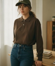 【Los Angeles Apparel/ロサンゼルス・アパレル】Long Sleeve Polo T-Shirt/長袖 ポロシャツ 無地 / 6.5oz コットンジャージ / 製品染め ガーメントダイ / アメリカ製/ ユニセックス(18417GD)