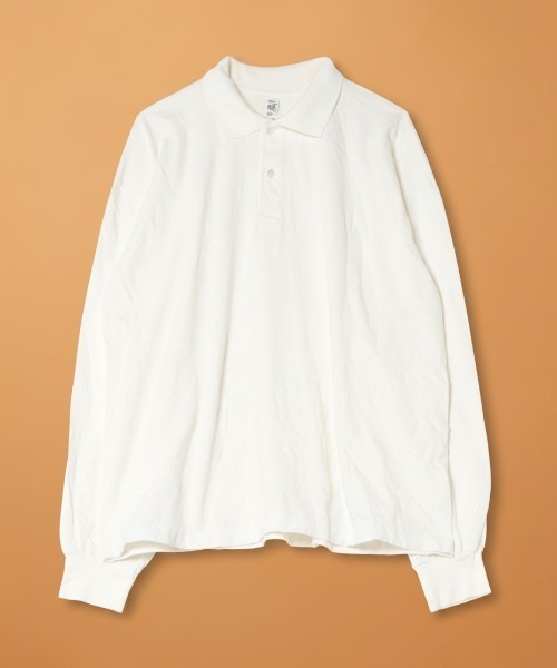 LOS ANGELES APPAREL（ロサンゼルスアパレル）の「【Los Angeles Apparel/ロサンゼルス・アパレル】Long Sleeve Polo T-Shirt/長袖 ポロシャツ 無地 / 6.5oz コットンジャージ / 製品染め ガーメントダイ / アメリカ製/ ユニセックス（18417GD）（ポロシャツ・メンズ・ブラック/ブラック系その他/チョコ/オフホワイト・MEDIUM/LARGE/X-LARGE）」の2枚目の写真