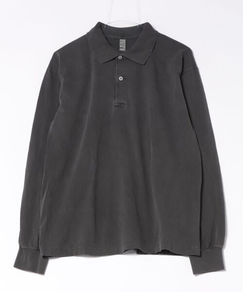 LOS ANGELES APPAREL（ロサンゼルスアパレル）の「【Los Angeles Apparel/ロサンゼルス・アパレル】Long Sleeve Polo T-Shirt/長袖 ポロシャツ 無地 / 6.5oz コットンジャージ / 製品染め ガーメントダイ / アメリカ製/ ユニセックス（18417GD）（ポロシャツ・メンズ・ブラック/ブラック系その他/チョコ/オフホワイト・MEDIUM/LARGE/X-LARGE）」の8枚目の写真
