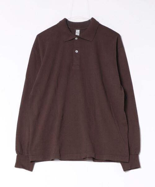 LOS ANGELES APPAREL（ロサンゼルスアパレル）の「【Los Angeles Apparel/ロサンゼルス・アパレル】Long Sleeve Polo T-Shirt/長袖 ポロシャツ 無地 / 6.5oz コットンジャージ / 製品染め ガーメントダイ / アメリカ製/ ユニセックス（18417GD）（ポロシャツ・メンズ・ブラック/ブラック系その他/チョコ/オフホワイト・MEDIUM/LARGE/X-LARGE）」の9枚目の写真