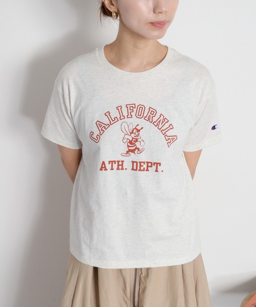 Champion(チャンピオン)の「【Champion】SHORT SLEEVE TEE(Tシャツ/カットソー・レディース・ネイビー/オートミール・M)」の1枚目の写真