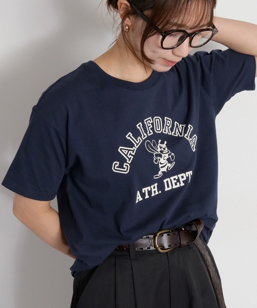 Champion(チャンピオン)の「【Champion】SHORT SLEEVE TEE(Tシャツ/カットソー・レディース・ネイビー/オートミール・M)」の2枚目の写真