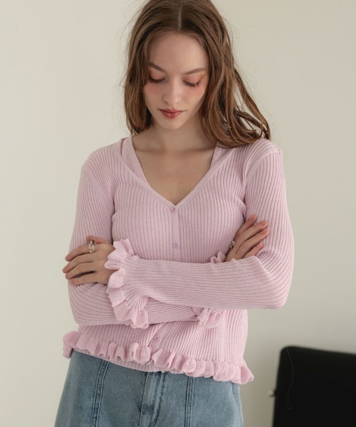 DONOBAN(ドノバン)の「フリルペプラムアンサンブル(アンサンブル・レディース・グレー/ピンク/アイボリー/ブラック・ONE SIZE)」の4枚目の写真