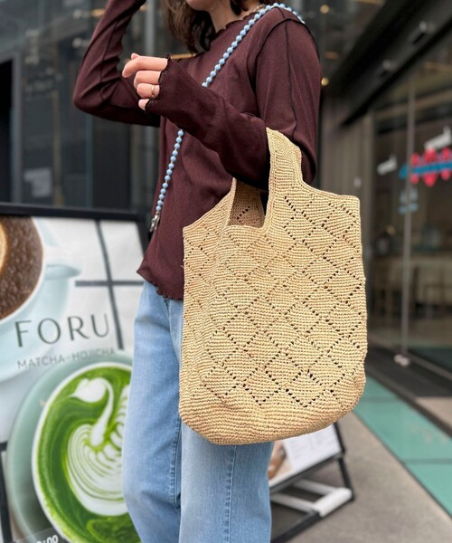 NOLLEY’S(ノーリーズ)の「【IVAHONA/イバオナ】 ラフィアかごバッグ(かごバッグ・レディース・ナチュラル・FREE)」の2枚目の写真