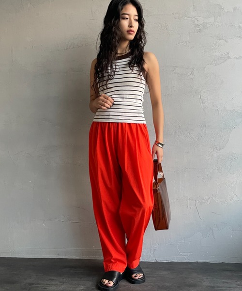 JEANS FACTORY Clothes（ジーンズファクトリークローズ）の「【WEB先行予約】[Jeans Factory Clothes/ジーンズファクトリークローズ] 7DAYS  ナイロンイージーカラーパンツ（その他パンツ・レディース・グレー/ブラック/オレンジ/ピンク/ライム/ブラウン/ターコイズブルー・F）」の21枚目の写真