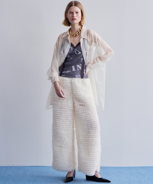 MAISON SPECIAL(メゾンスペシャル)の「Tulle Tiered Easy Pants/チュールティアードイージーパンツ(その他パンツ・レディース・ホワイト/ブラック・36/38)」の20枚目の写真