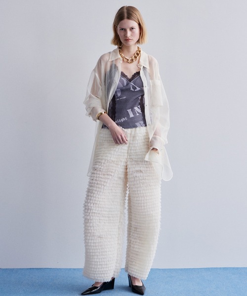 MAISON SPECIAL(メゾンスペシャル)の「Tulle Tiered Easy Pants/チュールティアードイージーパンツ(その他パンツ・レディース・ホワイト/ブラック・36/38)」の21枚目の写真