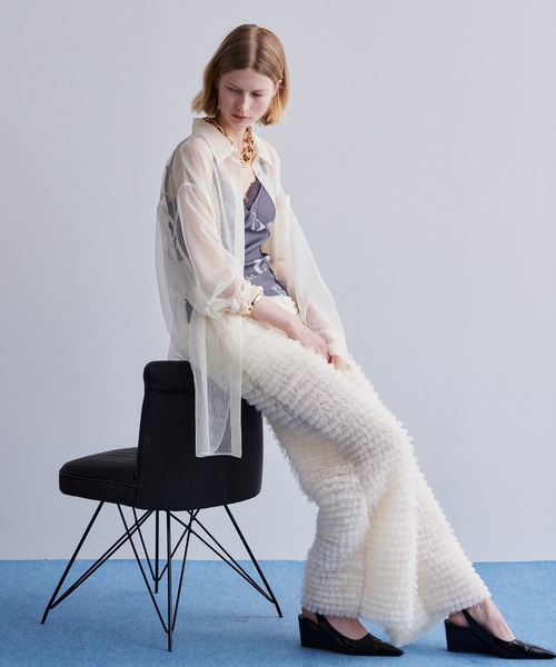 MAISON SPECIAL(メゾンスペシャル)の「Tulle Tiered Easy Pants/チュールティアードイージーパンツ(その他パンツ・レディース・ホワイト/ブラック・36/38)」の22枚目の写真