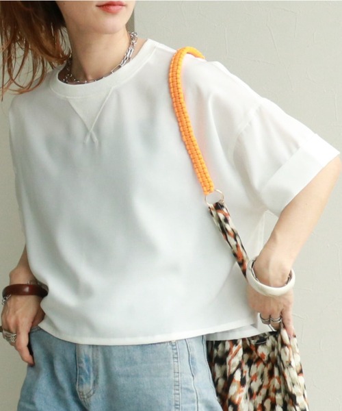 zena(ジェナ)の「ジョーゼットショートワイドTeeブラウス(シャツ/ブラウス・レディース・ブラック/テラコッタ/オフホワイト/グレイッシュベージュ・FREE)」の1枚目の写真