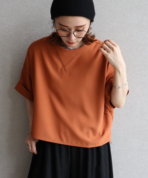 zena(ジェナ)の「ジョーゼットショートワイドTeeブラウス(シャツ/ブラウス・レディース・ブラック/テラコッタ/オフホワイト/グレイッシュベージュ・FREE)」の3枚目の写真