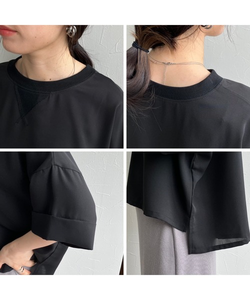 zena(ジェナ)の「ジョーゼットショートワイドTeeブラウス(シャツ/ブラウス・レディース・ブラック/テラコッタ/オフホワイト/グレイッシュベージュ・FREE)」の10枚目の写真
