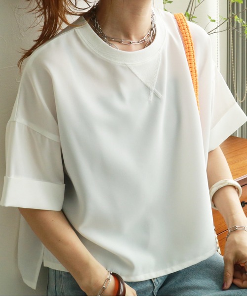 zena(ジェナ)の「ジョーゼットショートワイドTeeブラウス(シャツ/ブラウス・レディース・ブラック/テラコッタ/オフホワイト/グレイッシュベージュ・FREE)」の5枚目の写真