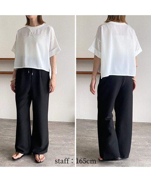 zena(ジェナ)の「ジョーゼットショートワイドTeeブラウス(シャツ/ブラウス・レディース・ブラック/テラコッタ/オフホワイト/グレイッシュベージュ・FREE)」の22枚目の写真
