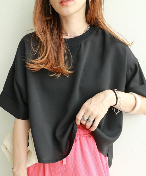 zena(ジェナ)の「ジョーゼットショートワイドTeeブラウス(シャツ/ブラウス・レディース・ブラック/テラコッタ/オフホワイト/グレイッシュベージュ・FREE)」の11枚目の写真