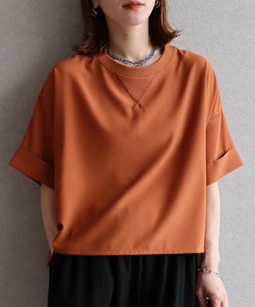 zena(ジェナ)の「ジョーゼットショートワイドTeeブラウス(シャツ/ブラウス・レディース・ブラック/テラコッタ/オフホワイト/グレイッシュベージュ・FREE)」の14枚目の写真