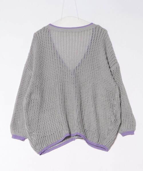 GORGE（ゴージ）の「《透け編み×配色ライン》ニットカーディガン／カジュアル／春夏秋／全3色（カーディガン/ボレロ・レディース・グレー/アイボリー/ブラック・F）」の4枚目の写真