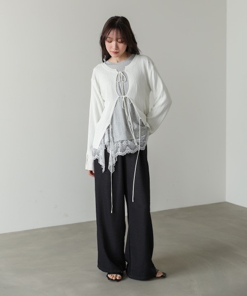 Bab(バブ)の「レースレイヤードロンT(Tシャツ/カットソー・レディース・ホワイト/ブラック/ブルー/チャコールグレー・FREE)」の21枚目の写真