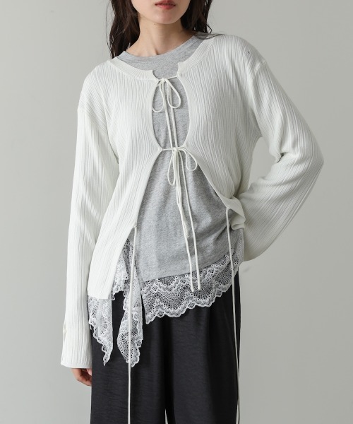 Bab(バブ)の「レースレイヤードロンT(Tシャツ/カットソー・レディース・ホワイト/ブラック/ブルー/チャコールグレー・FREE)」の22枚目の写真