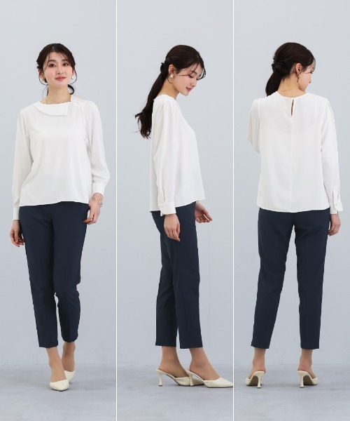 White Collection（ホワイトコレクション）の「【 顔まわり華やぐ 】 ソフトデシン・アシメカラーフレアブラウス（シャツ/ブラウス・レディース・サックスブルー/ピンク/オフホワイト・M/L/S）」の20枚目の写真