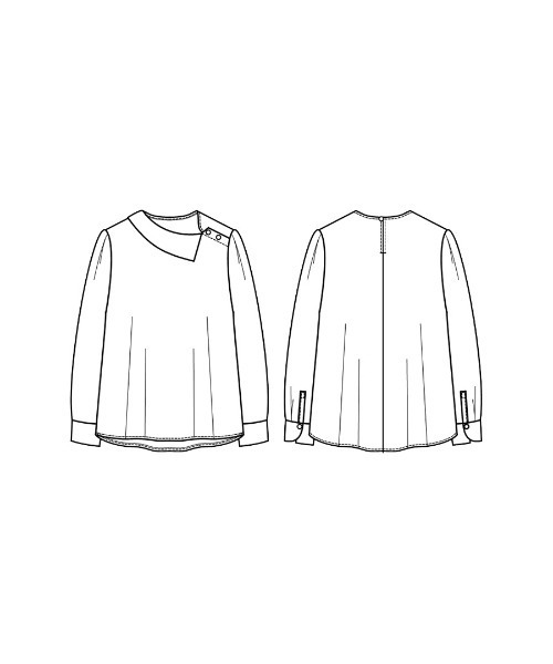 White Collection（ホワイトコレクション）の「【 顔まわり華やぐ 】 ソフトデシン・アシメカラーフレアブラウス（シャツ/ブラウス・レディース・サックスブルー/ピンク/オフホワイト・M/L/S）」の21枚目の写真
