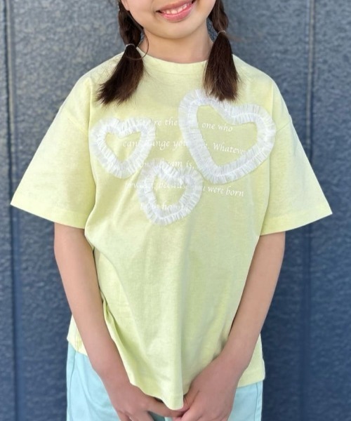 Right-on(ライトオン)の「VIVIAN BLUE(ヴィヴィアンブルー)チュールデザインTシャツ(Tシャツ/カットソー・キッズ・イエロー/ライム・140/110/120/130/150/160)」の2枚目の写真